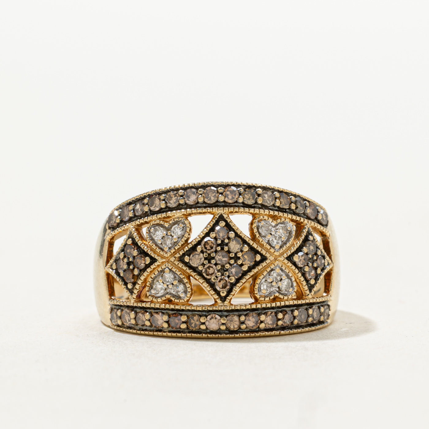 Diamond Geometric Milgrain Design Band | SZ 7.0