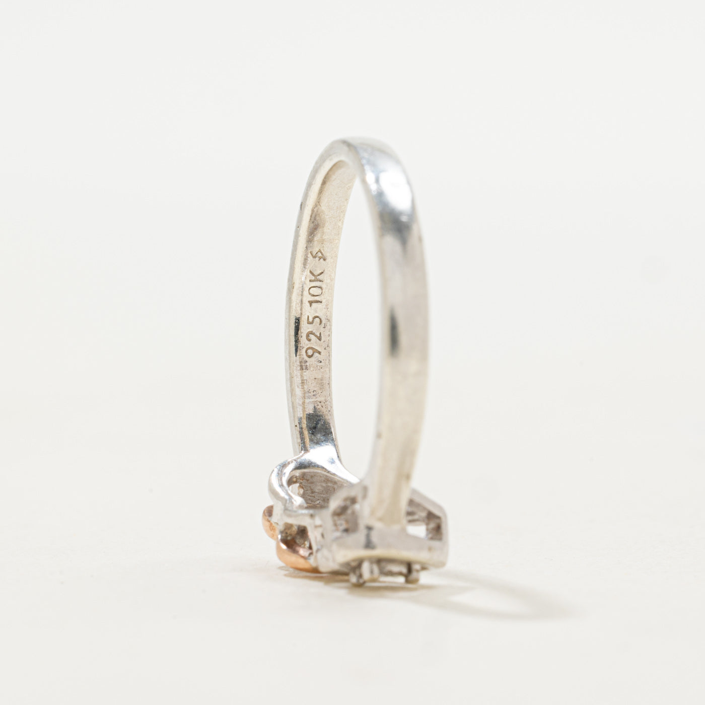 Two Tone Diamond Double Heart Ring | SZ 6.75