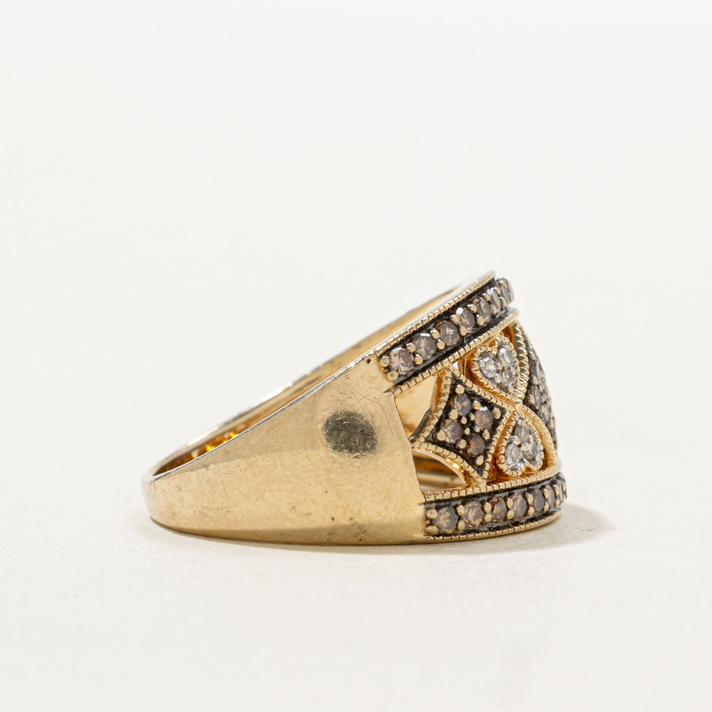 Diamond Geometric Milgrain Design Band | SZ 7.0