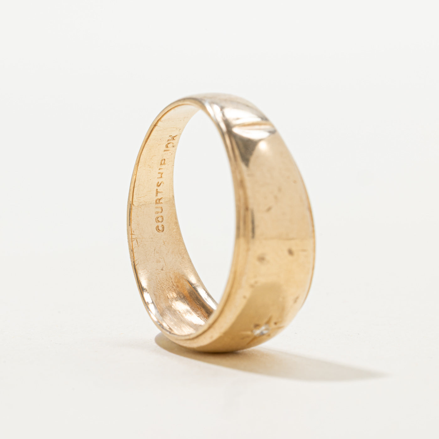 Star Set Diamond Grooved Band | SZ 10.5