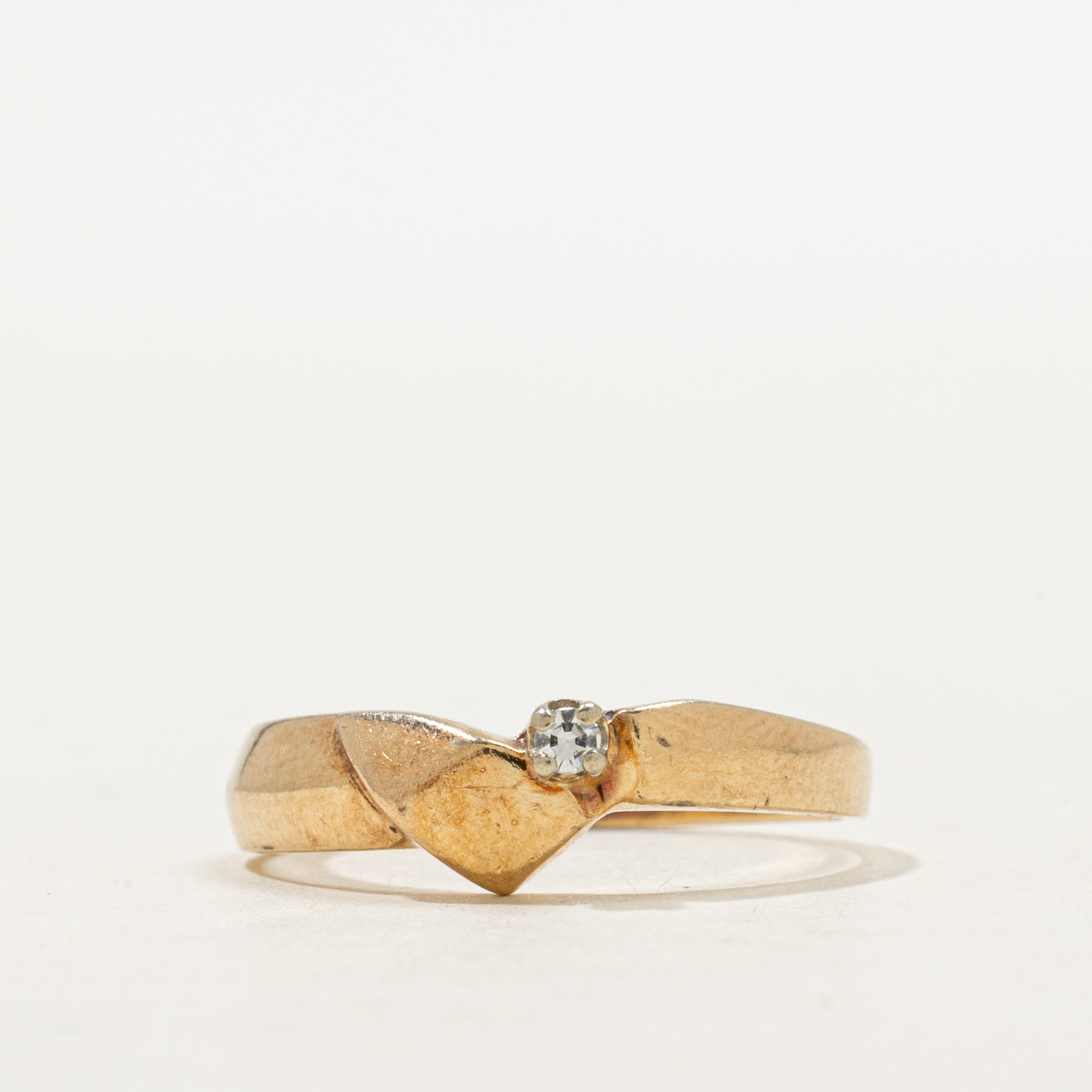 Bague géométrique avec un seul diamant | Taille 6,75