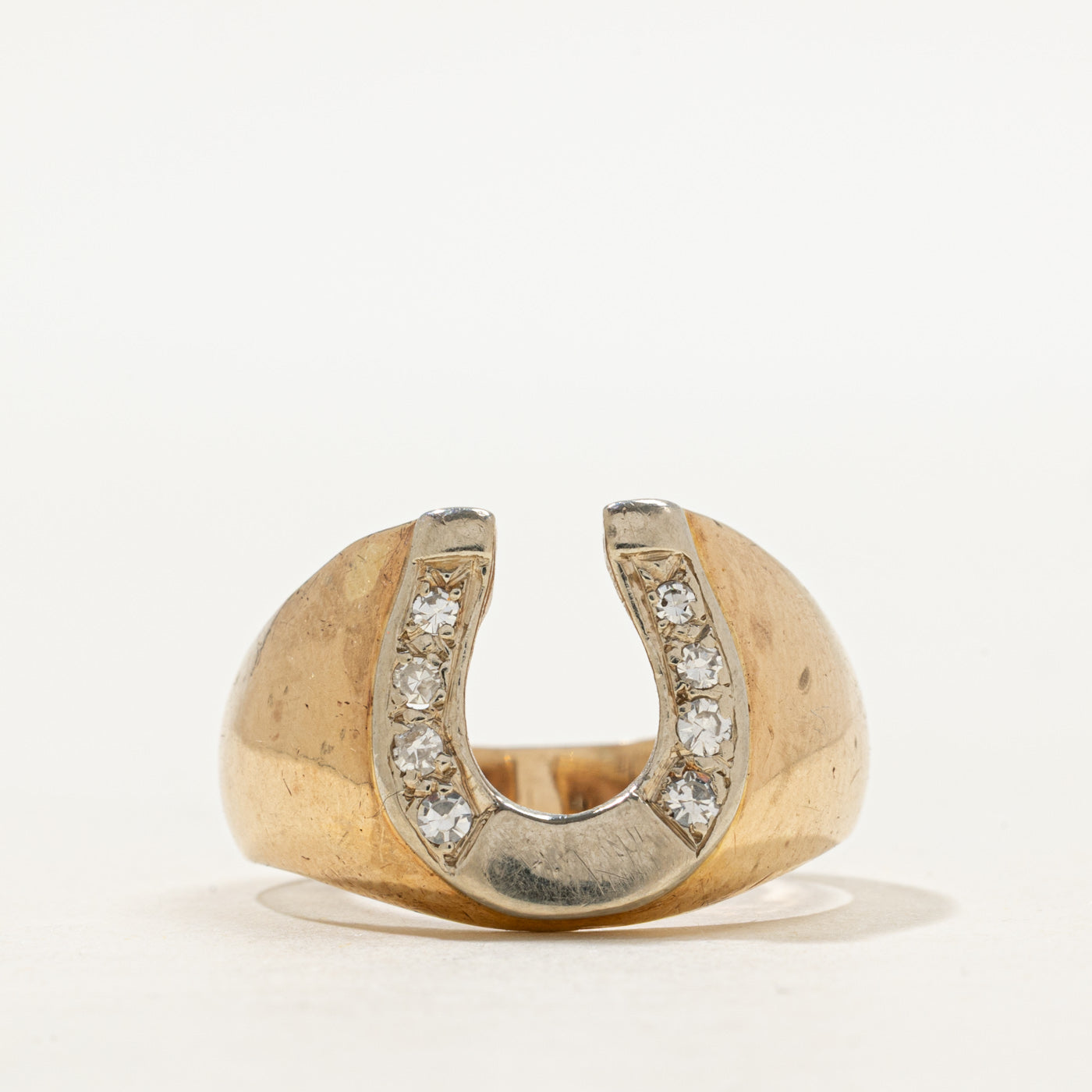 Bague fer à cheval bicolore en diamant | Taille 9,25