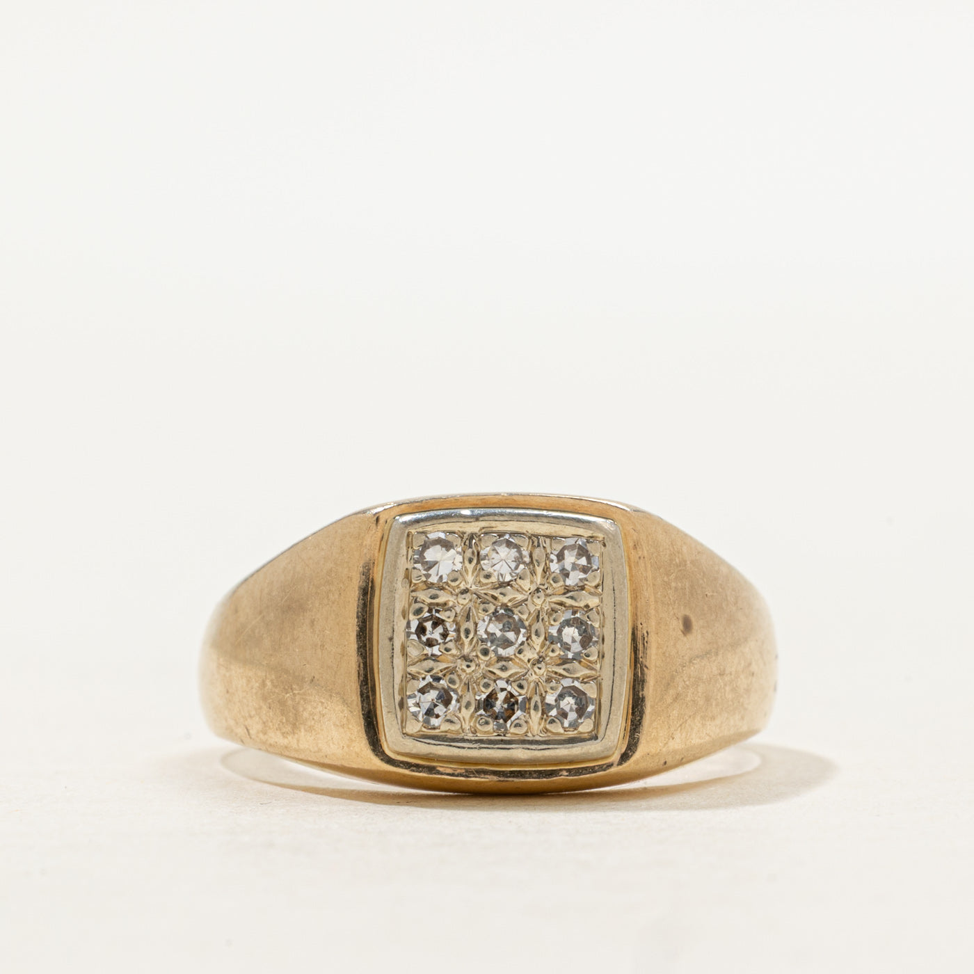 Diamond Grid Signet Ring | SZ 9.5