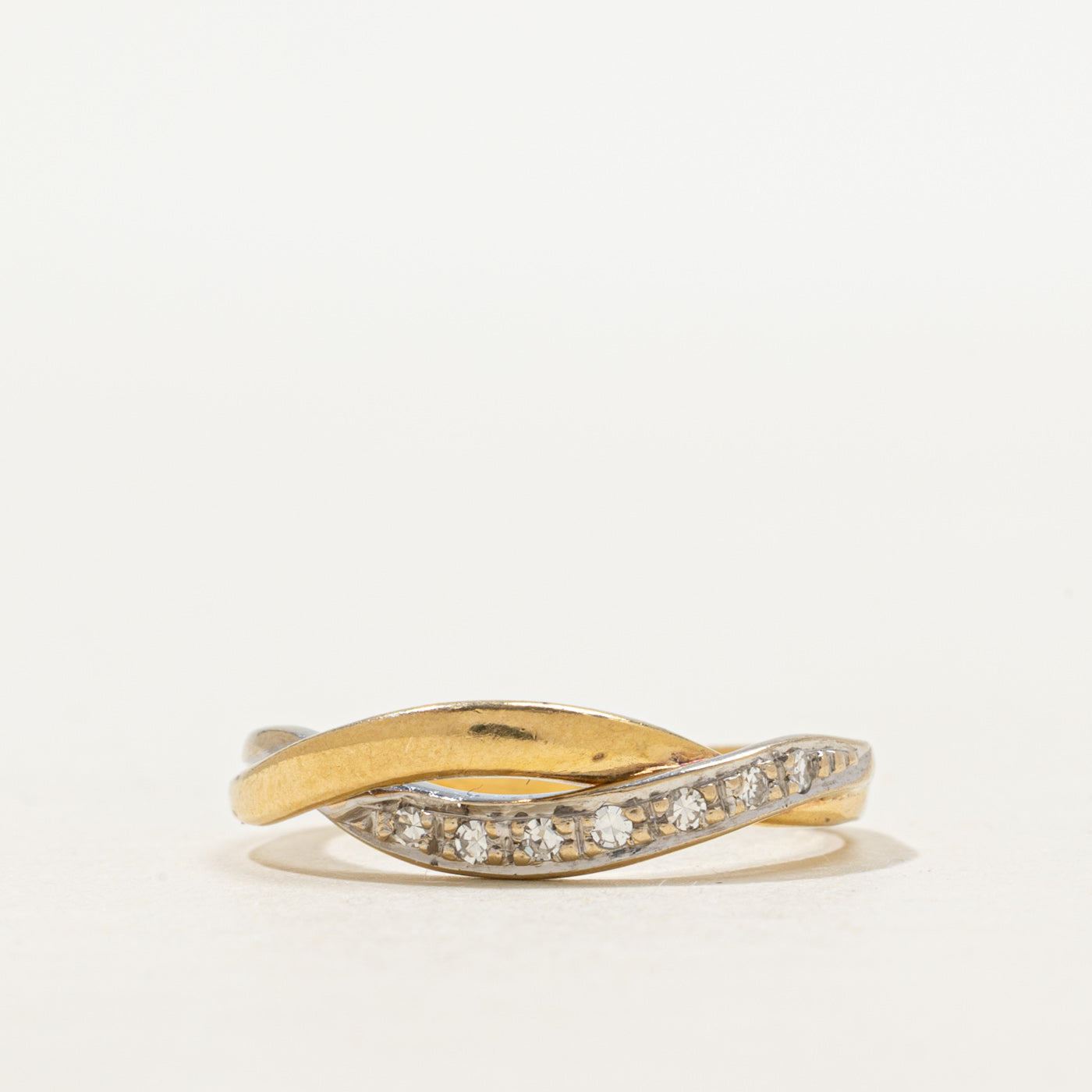 Two Tone Semi Eternity Diamond Crossover Ring | SZ 6.5