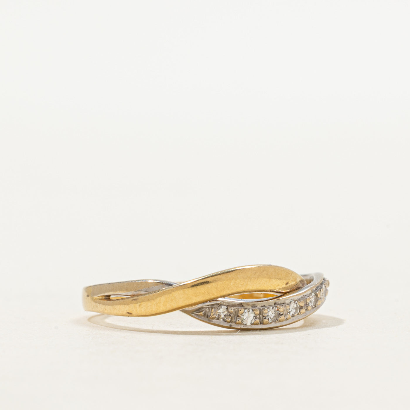 Bague croisée semi-éternité bicolore en diamants | Taille 6,5