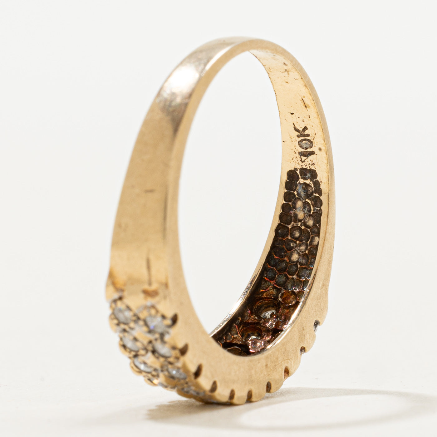 Double Row Illusion Set Diamond Textured Band | SZ 8.0