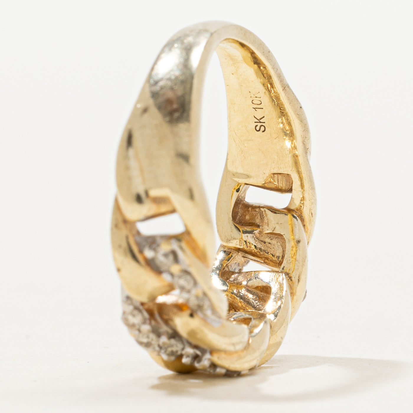 Bague chaîne cubaine diamantée | Taille 5.0