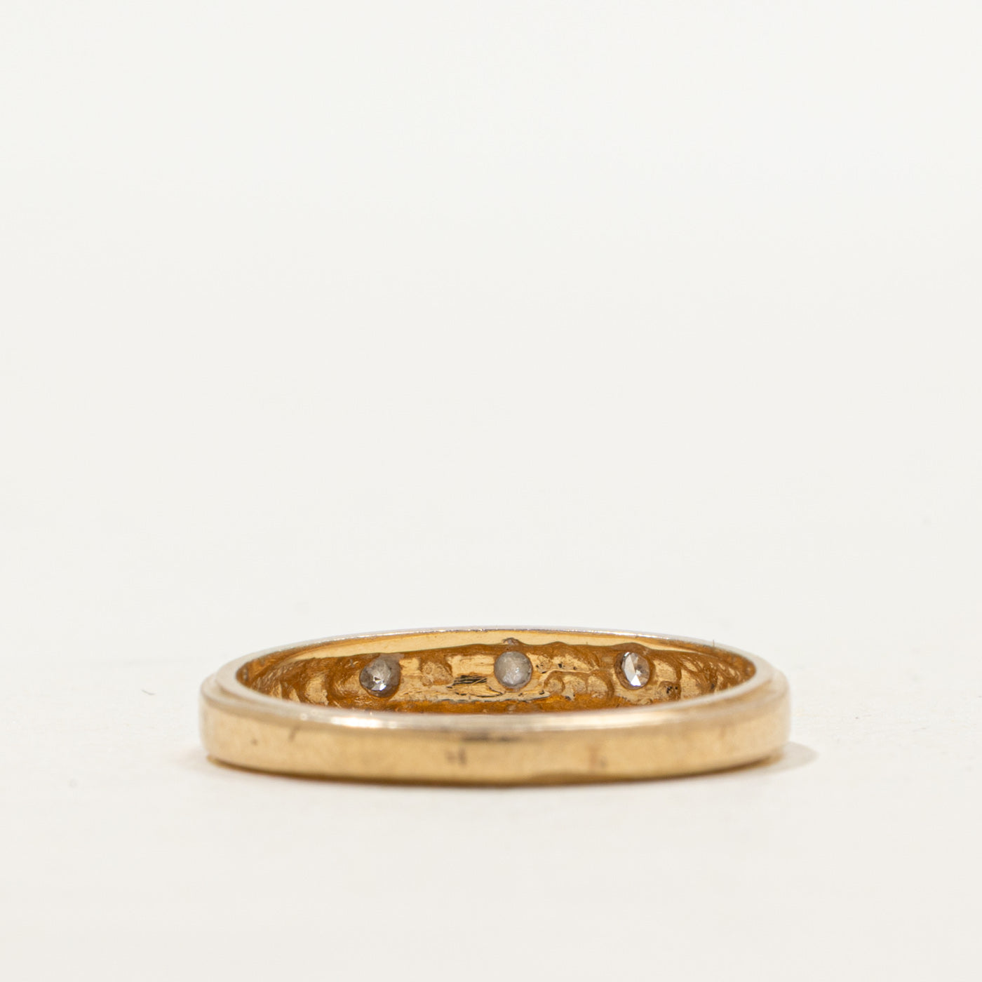 Bague texturée à trois diamants | Taille 6.0