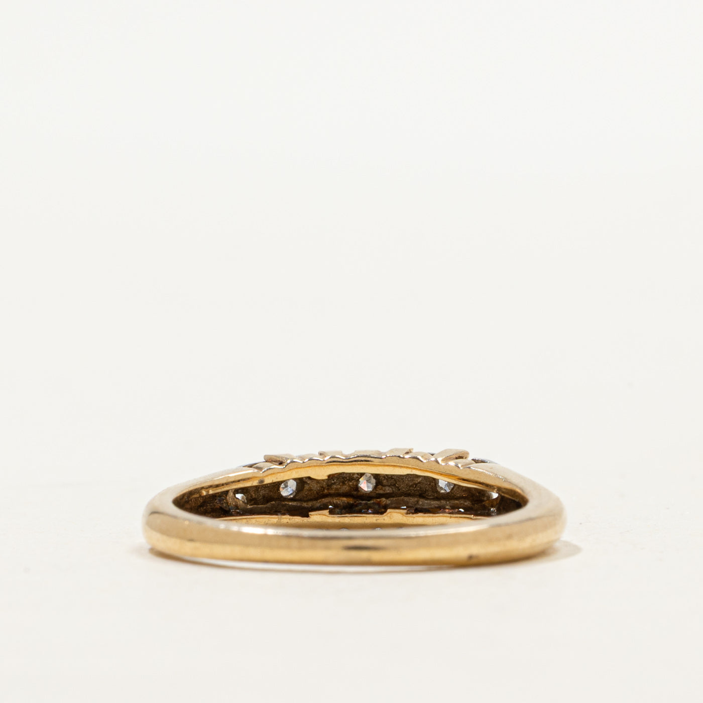Two Tone Gold Diamond Heart Design Band | SZ 5.0