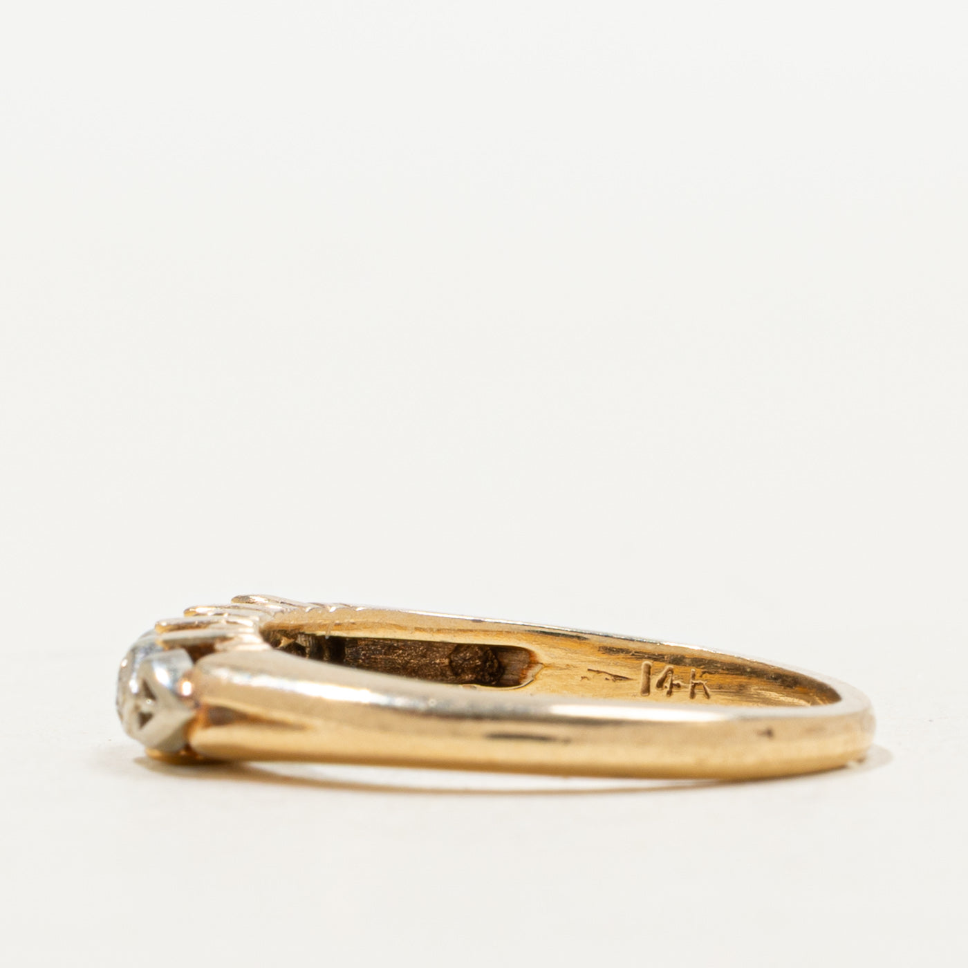 Two Tone Gold Diamond Heart Design Band | SZ 5.0
