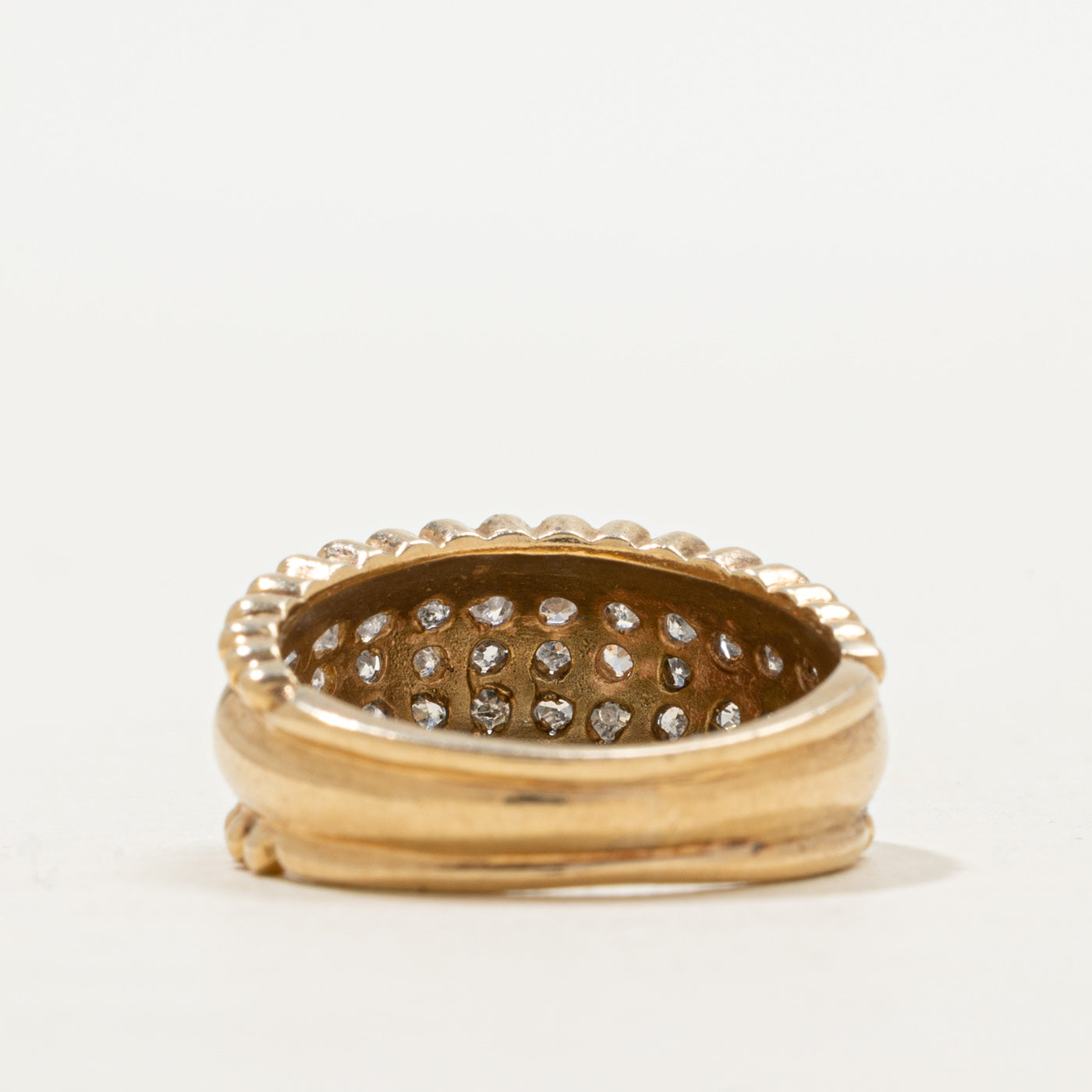 Pave Set Diamond Beaded Edge Dome Ring | SZ 5.0