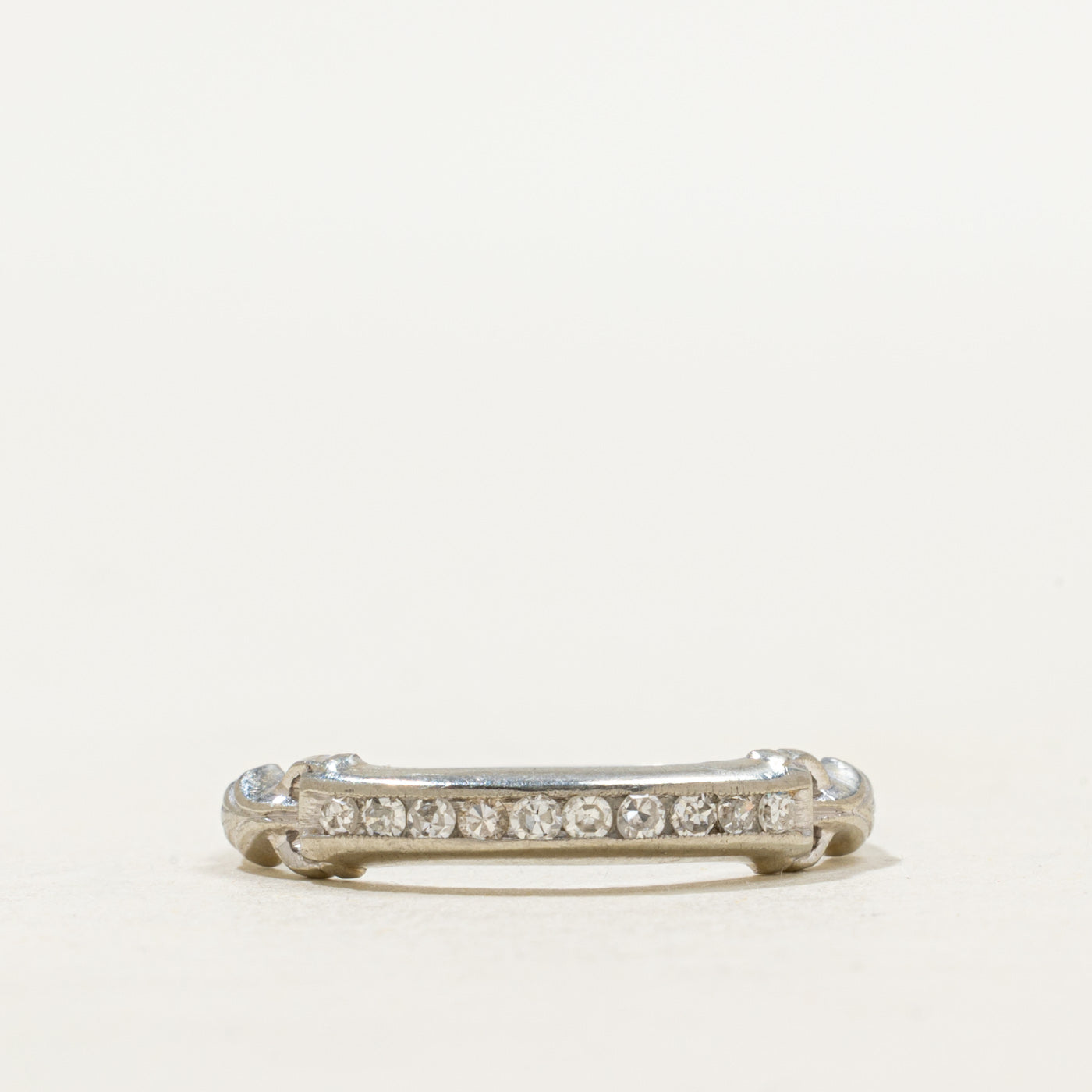 18k Channel Set Semi Eternity Diamond Engraved Band | SZ 6.5