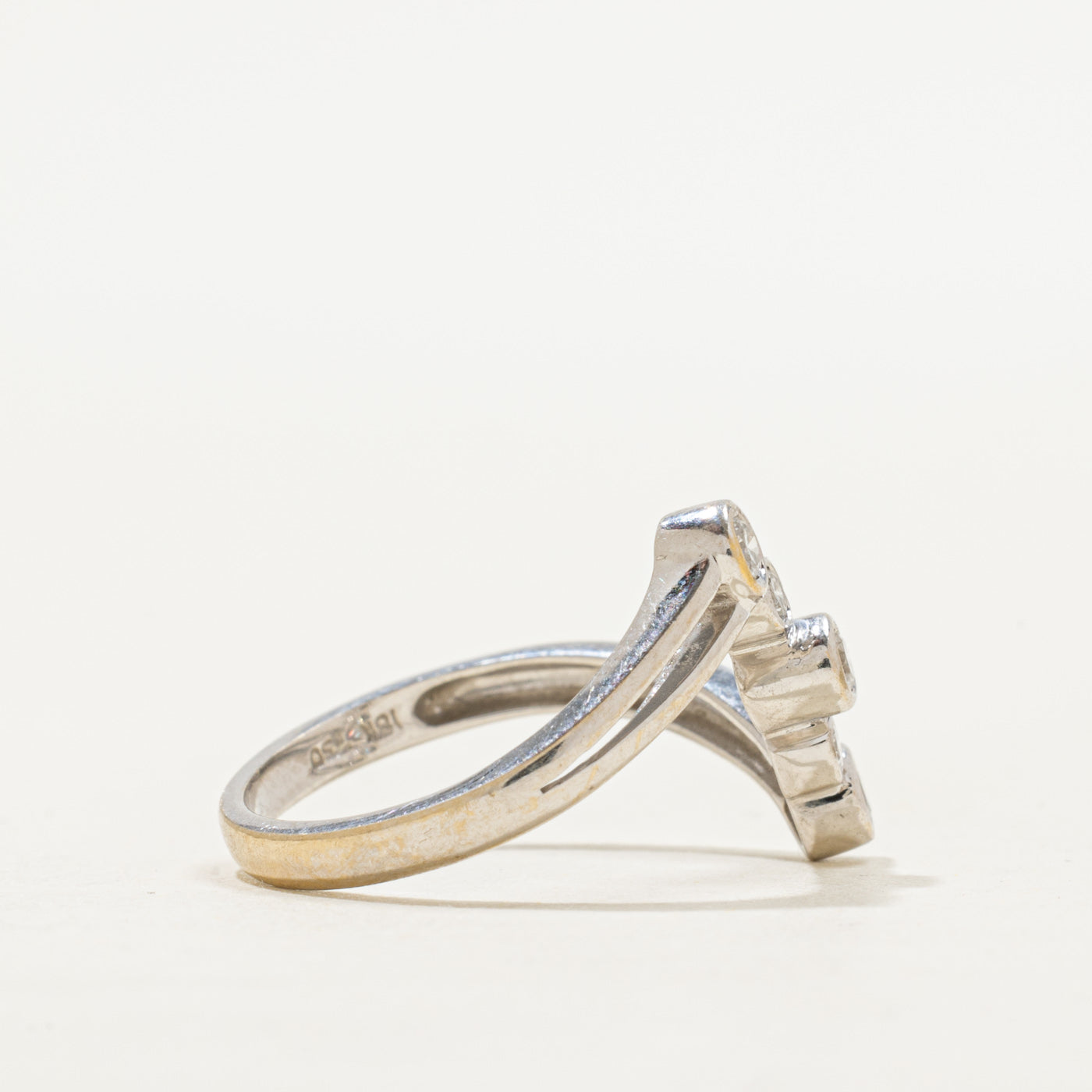 Bezel Set Diagonal Diamond Bypass Ring | 0.21ctw | SZ 6.5