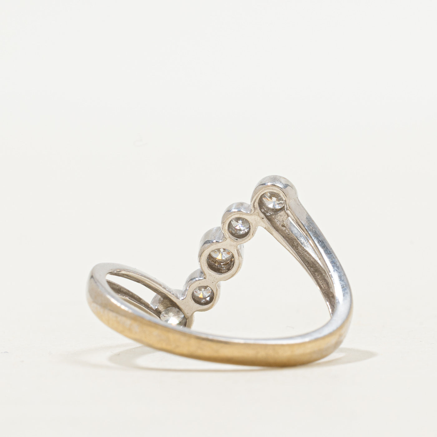 Bezel Set Diagonal Diamond Bypass Ring | 0.21ctw | SZ 6.5