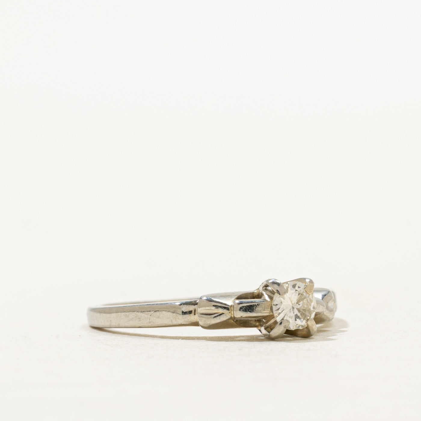 18K White Gold Solitaire Diamond Petite Ring | 0.17ct | SZ 6.25