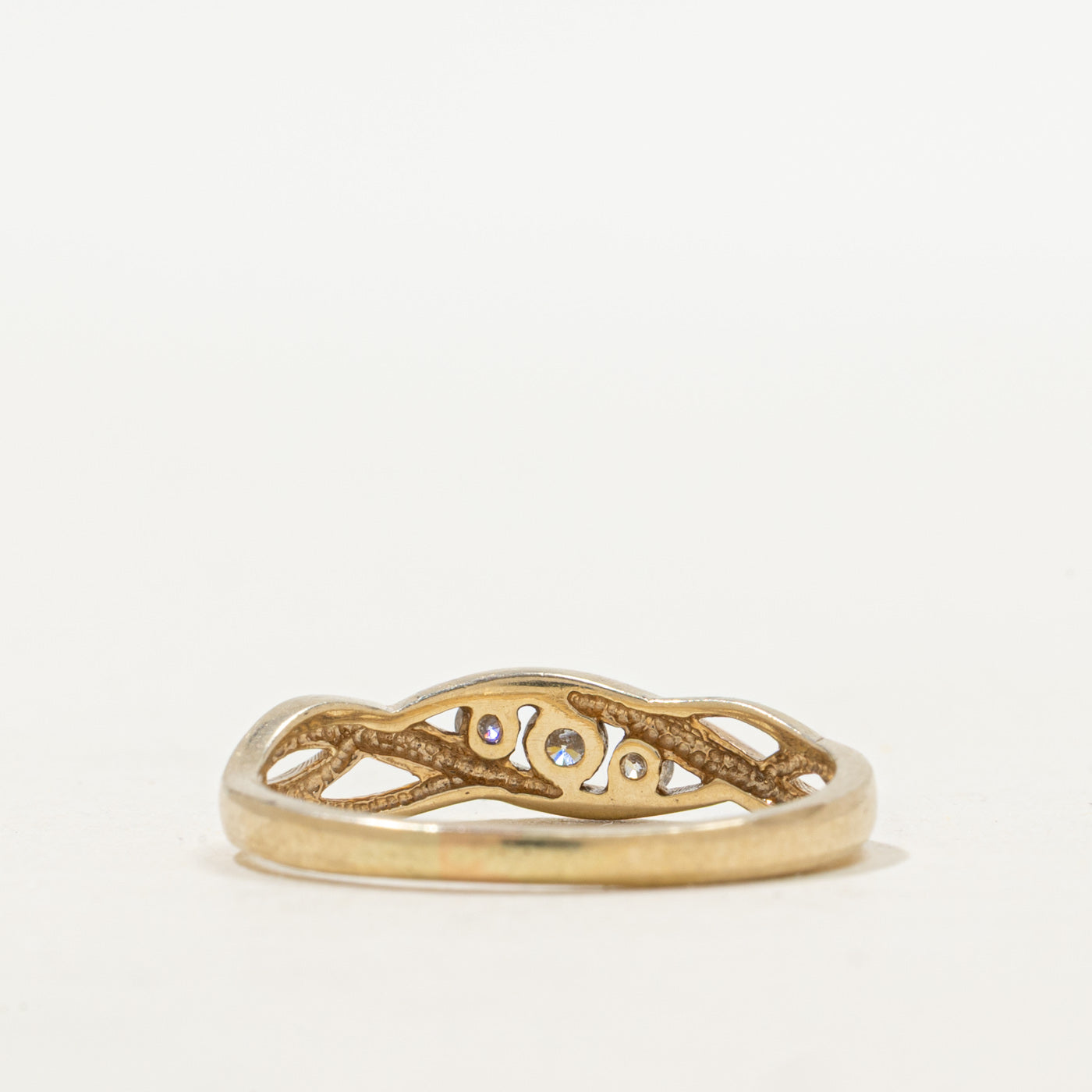 Three Stone Diamond Crossover Ring | SZ 7.5