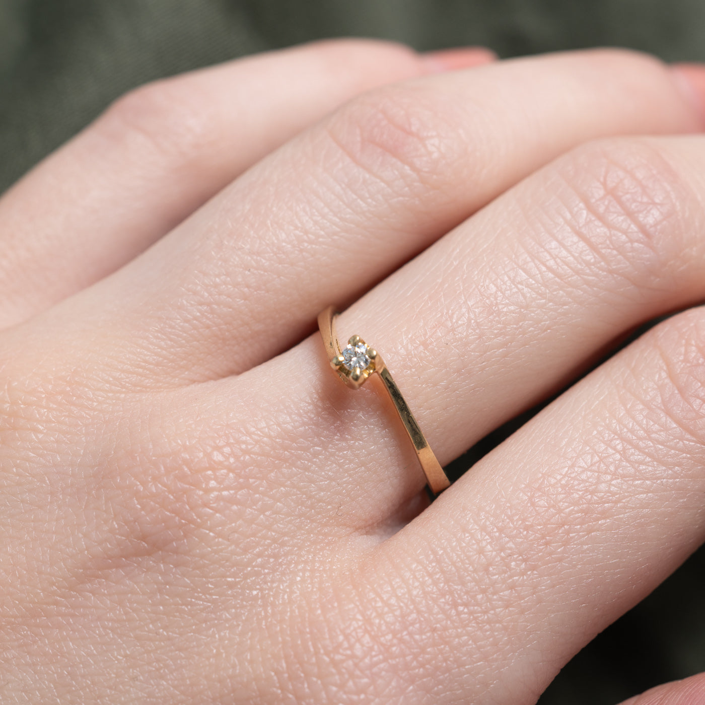 Bague solitaire diamant avec serti contourné | Taille 6,75