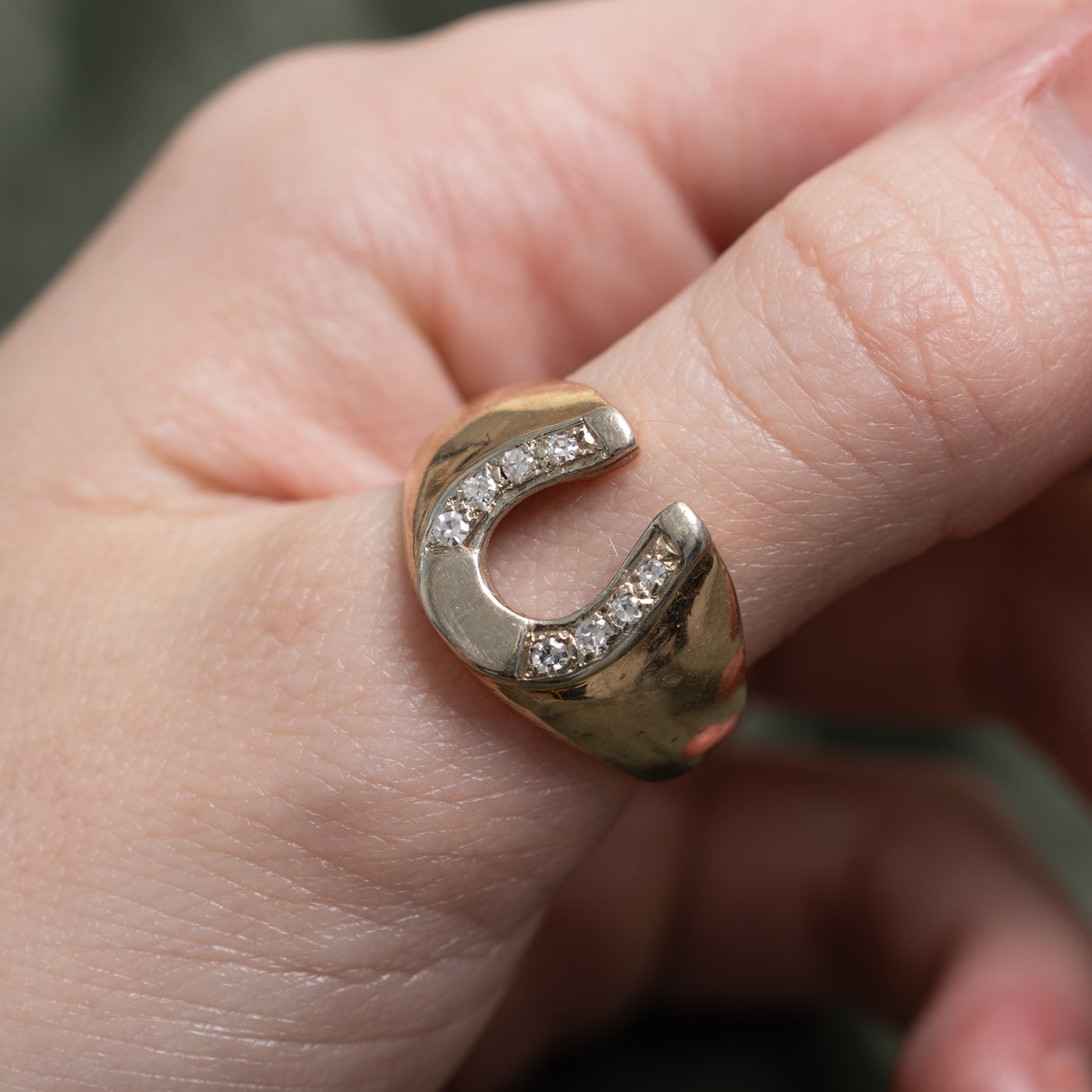 Bague fer à cheval bicolore en diamant | Taille 9,25