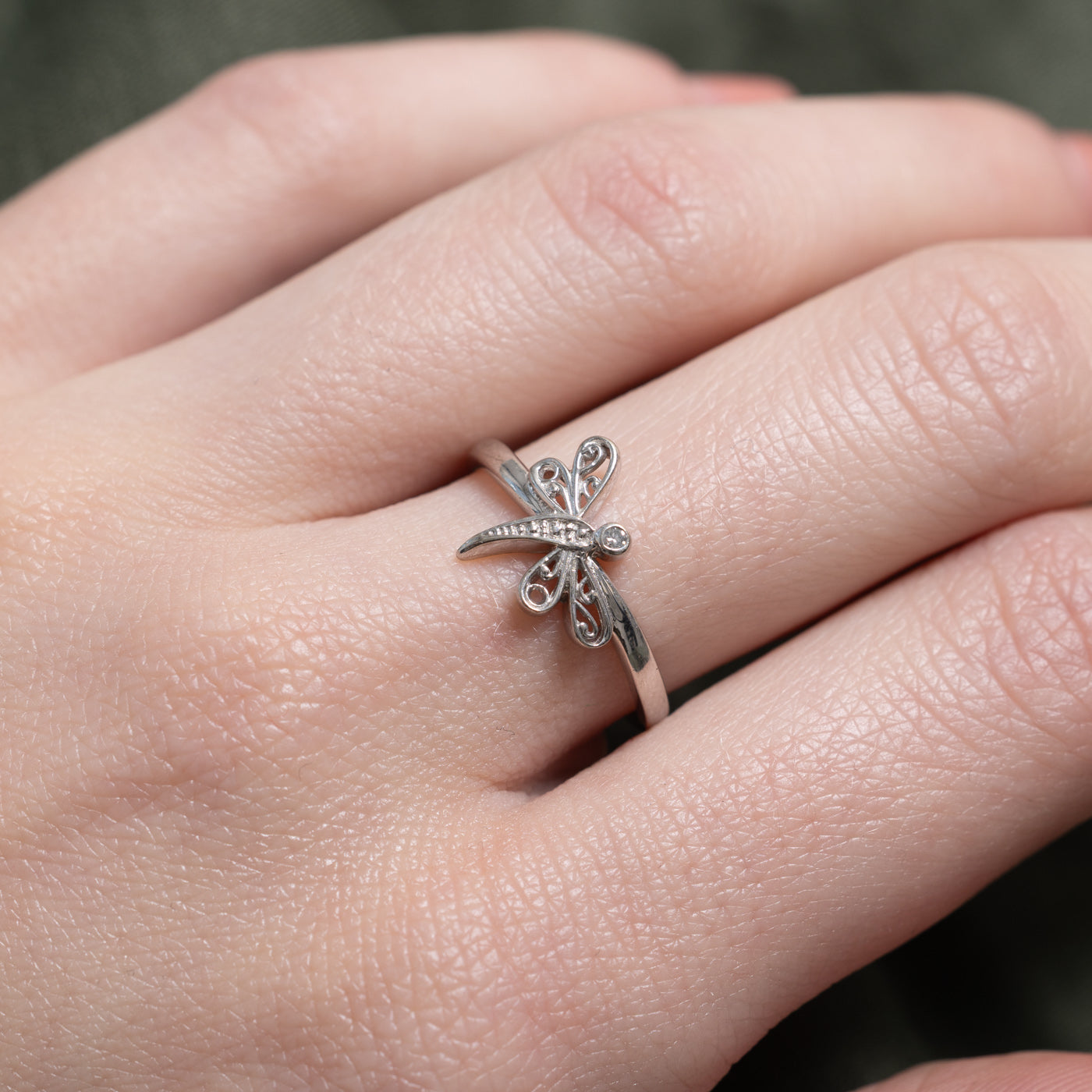 Diamond Dragonfly Ring | SZ 6.5