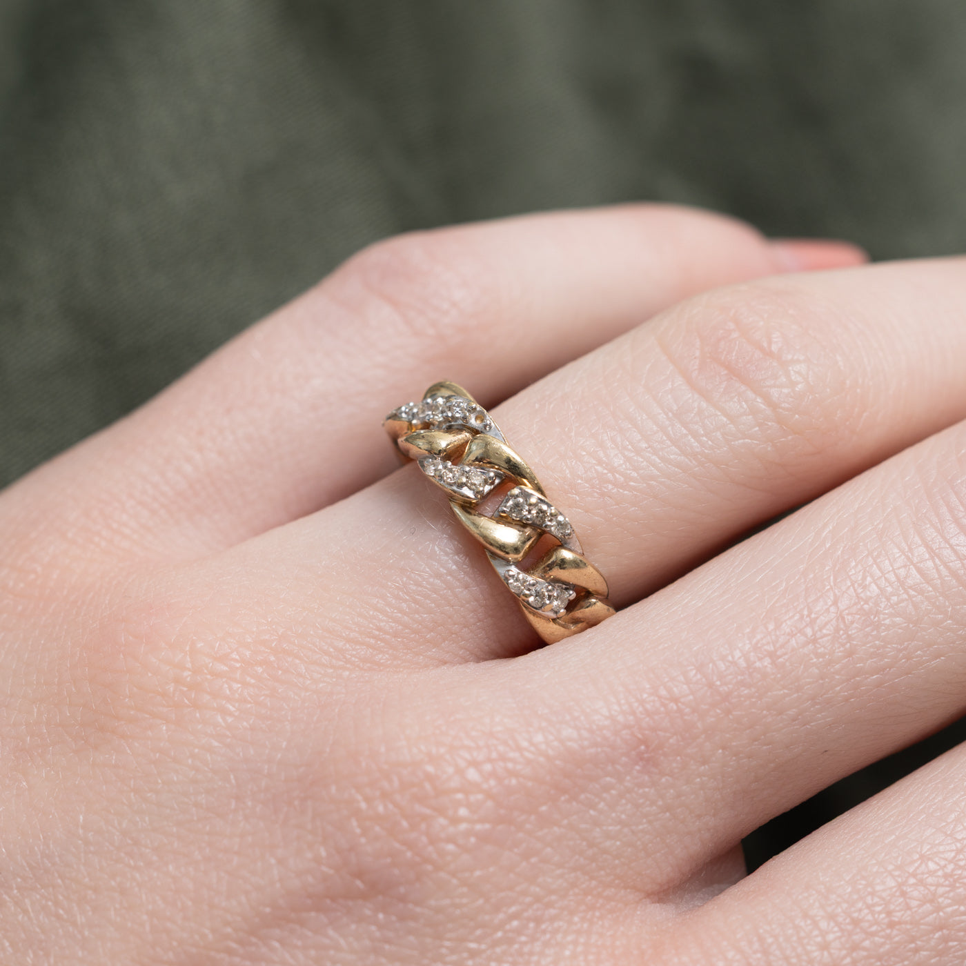 Bague chaîne cubaine diamantée | Taille 5.0