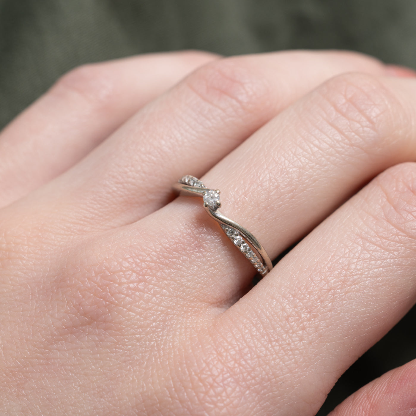 Diamond & Hidden Sapphire Bypass Ring | SZ 5.75