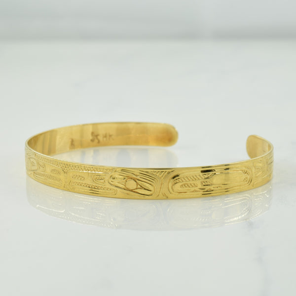 14k Yellow Gold Indigenous Art Bracelet | 6