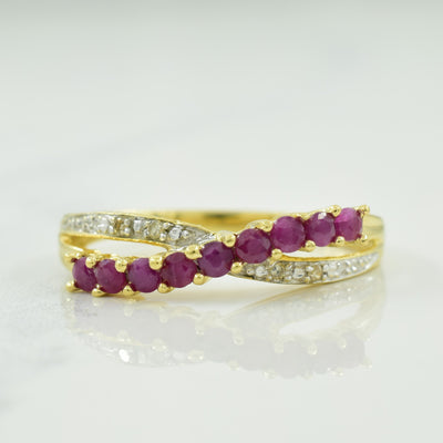 Ruby & Diamond Criss Cross Ring | 0.45ctw, 0.02ctw | SZ 7 |