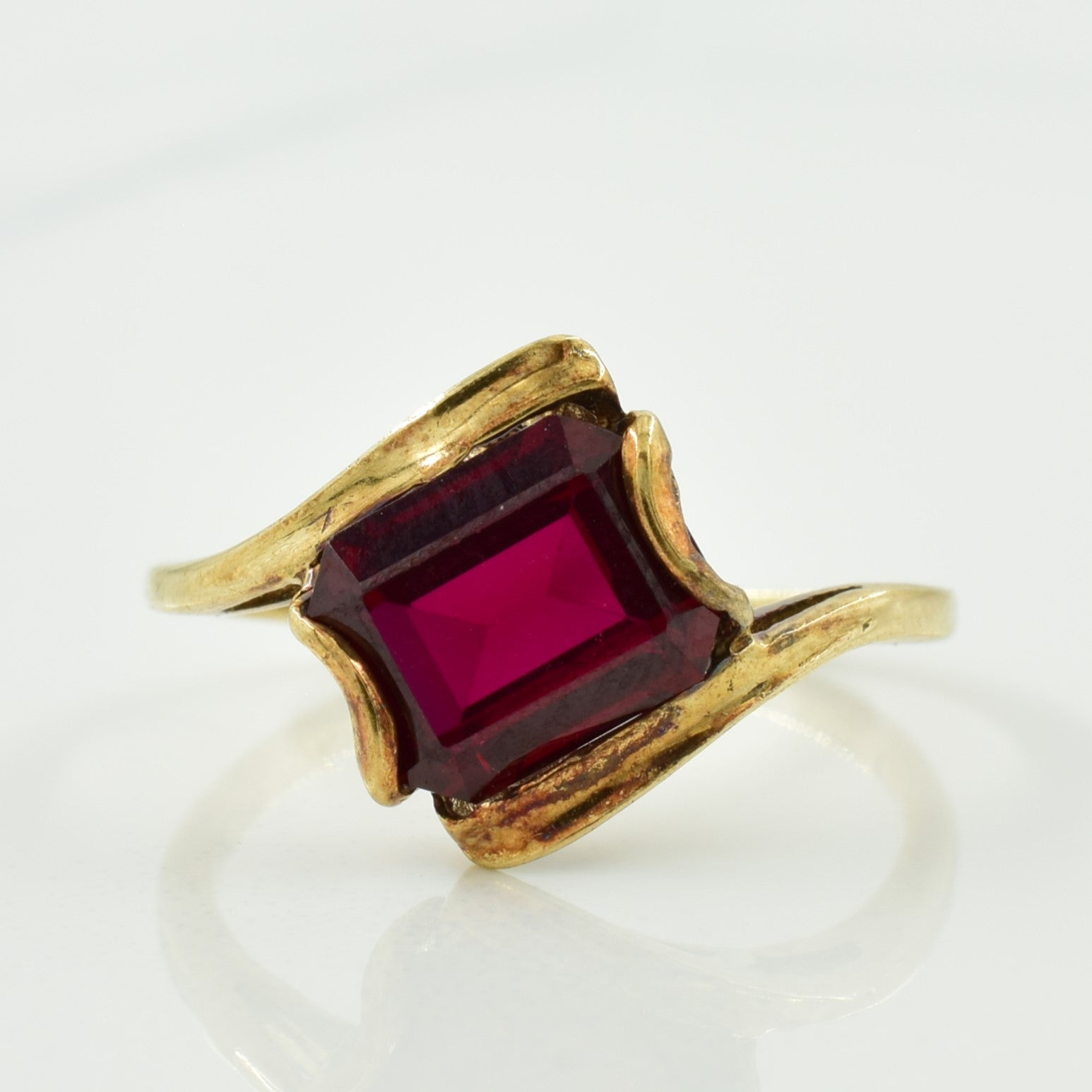 Synthetic Ruby Bypass Ring | 2.00ct | SZ 5.75 |