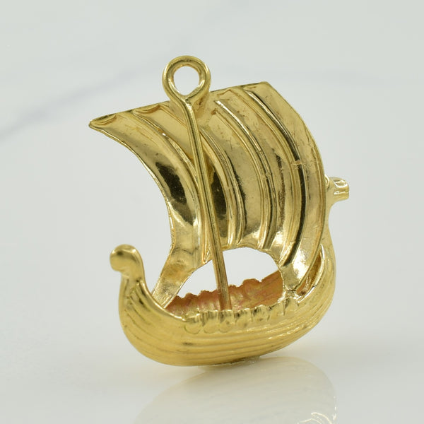14k Yellow Gold Boat Charm |