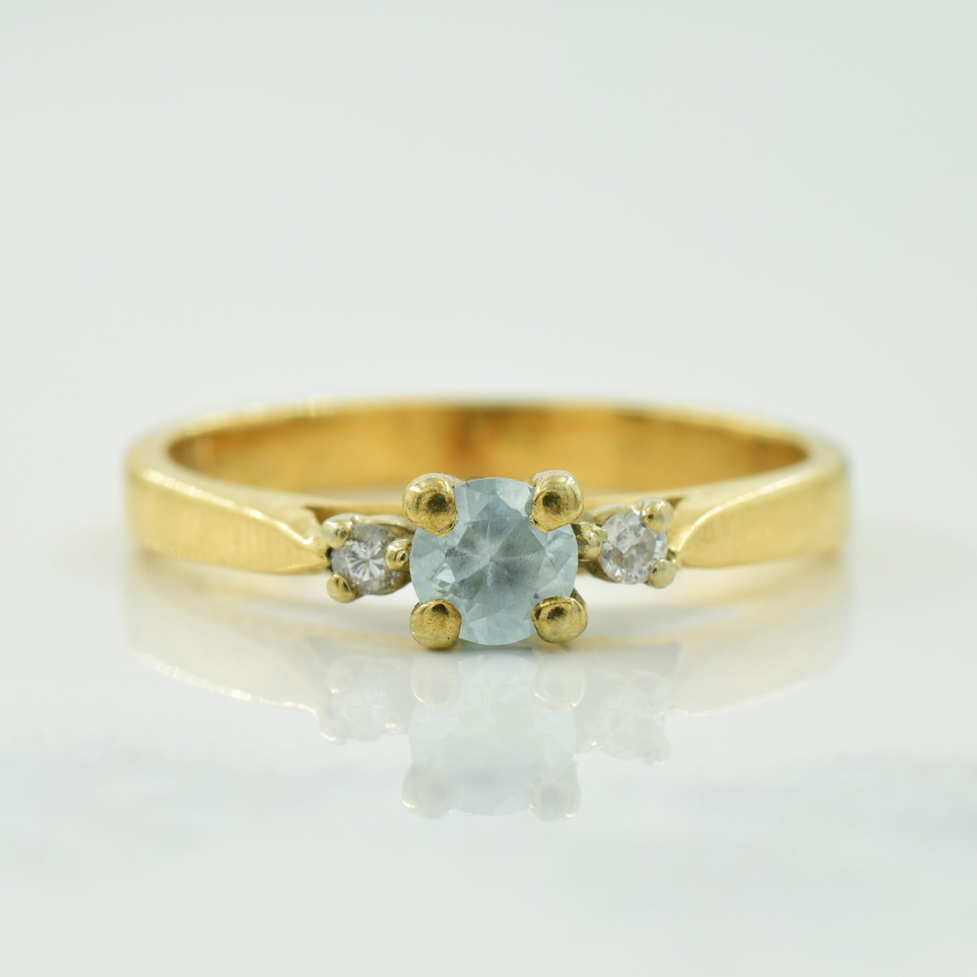 Blue Zircon & Diamond Ring | 0.16ct, 0.03ctw | SZ 3.75 |