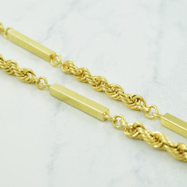 14k Yellow Gold Rope & Bar Chain | 31