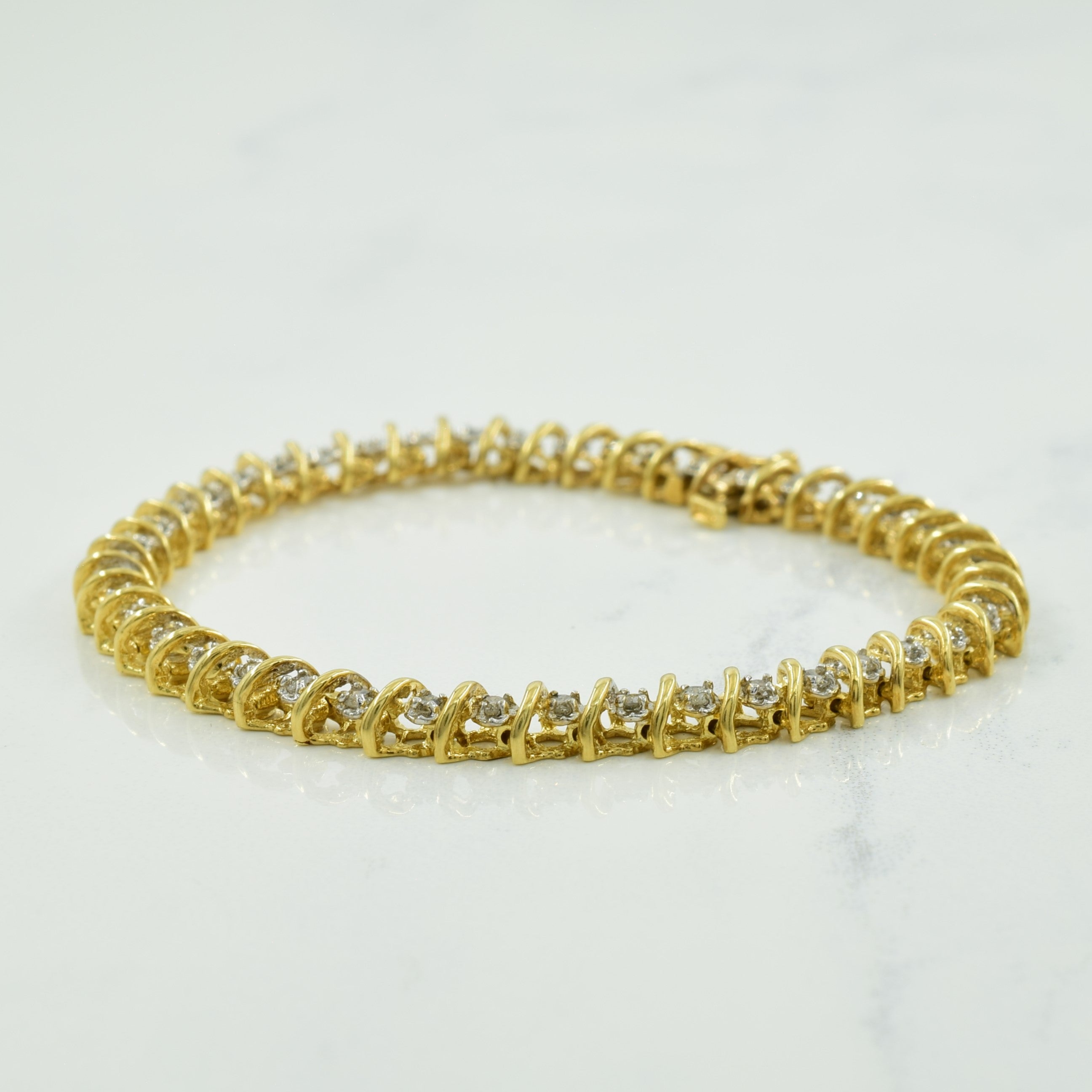 Diamond Tennis 10k Yellow Gold Bracelet | 0.90ctw | 6.75" |