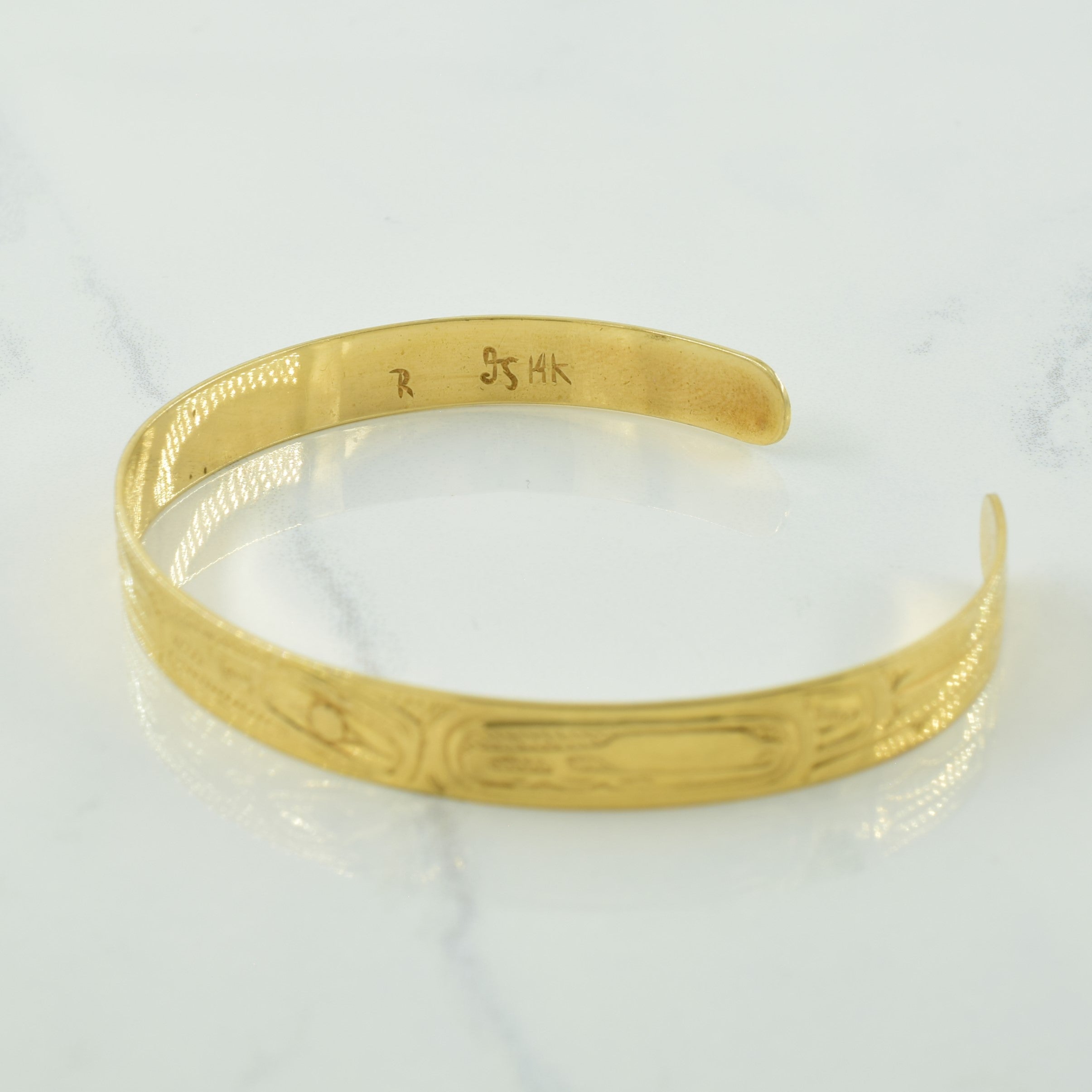 14k Yellow Gold Indigenous Art Bracelet | 6" |