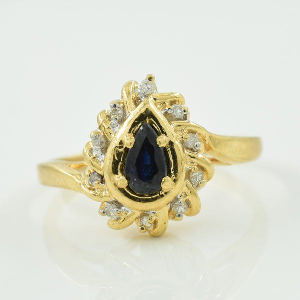 Blue Sapphire & Diamond Surround Ring | 0.22ct, 0.05ctw | SZ 6 |