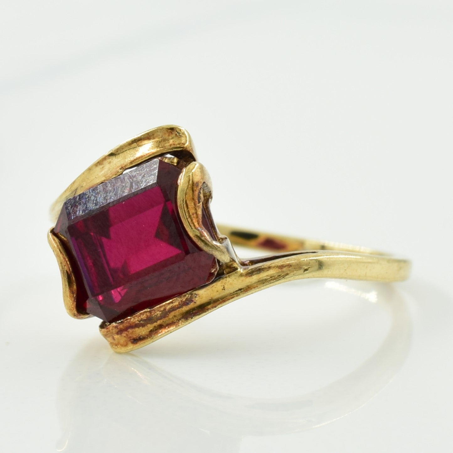 Synthetic Ruby Bypass Ring | 2.00ct | SZ 5.75 |