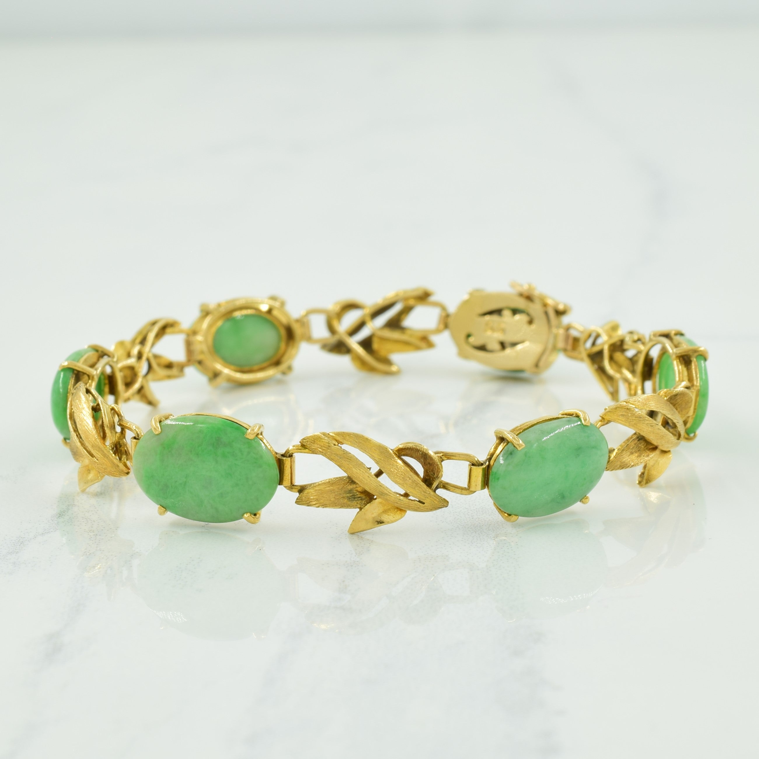 Jadeite Cabochon 14k Bracelet | 20.00ctw | 6.75" |