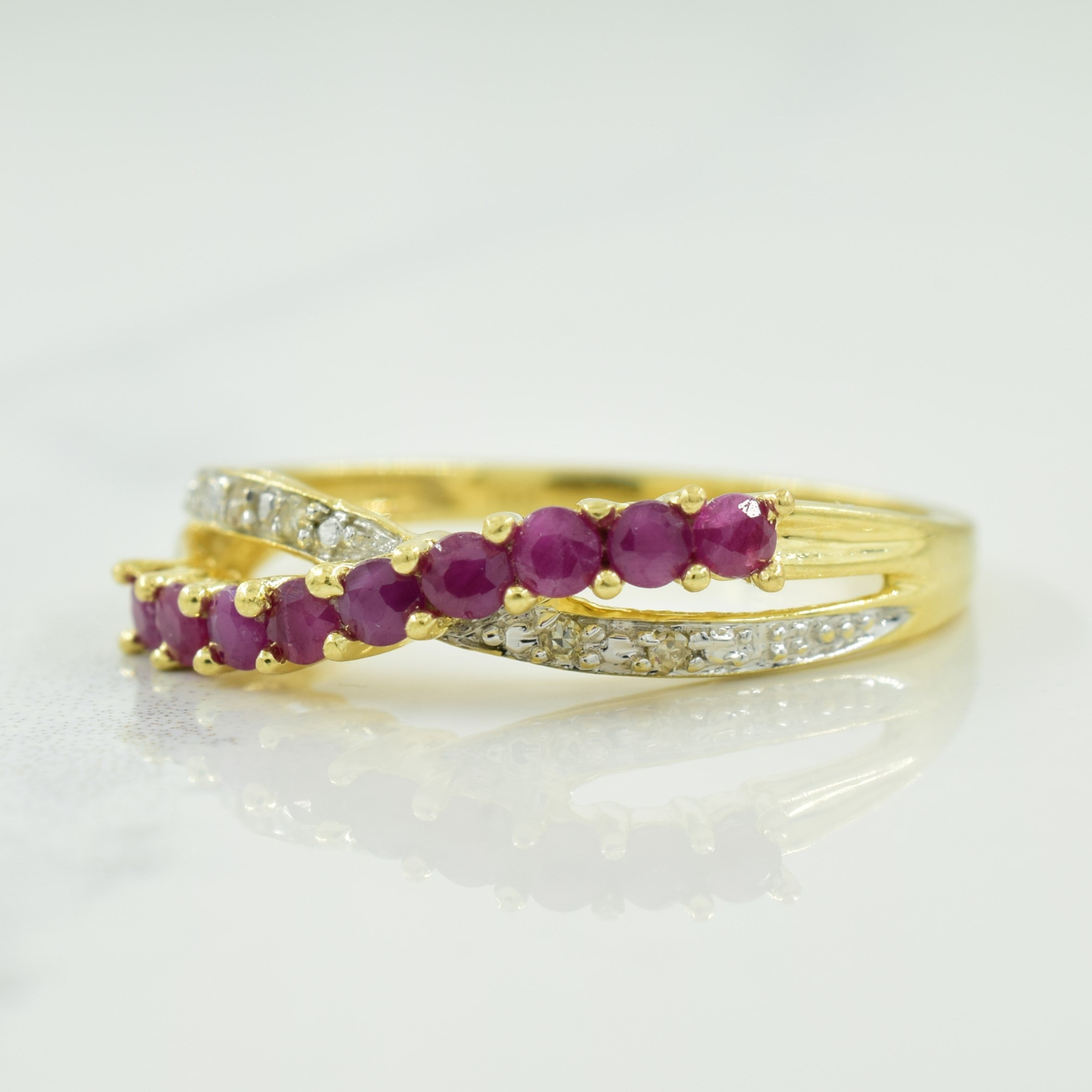 Ruby & Diamond Criss Cross Ring | 0.45ctw, 0.02ctw | SZ 7 |