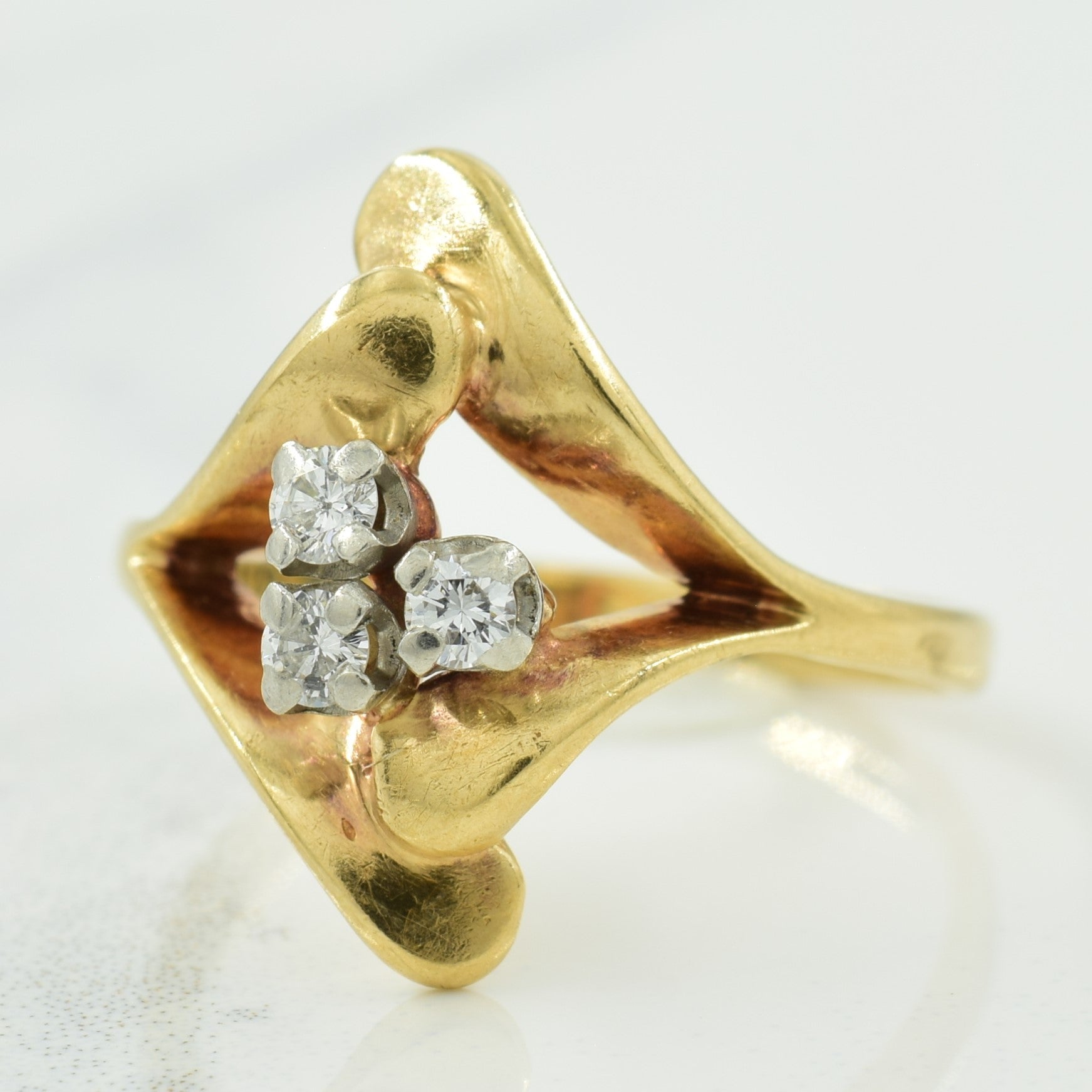 Three Stone Diamond Bypass Ring | 0.09ctw | SZ 5.75 |