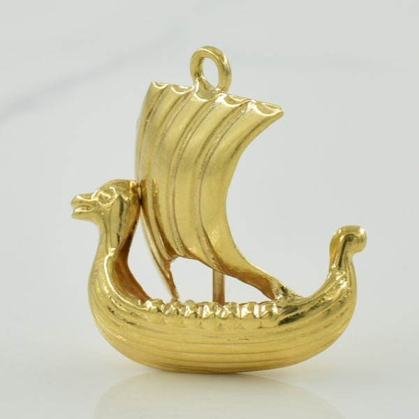 14k Yellow Gold Boat Charm |