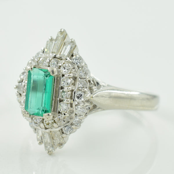Diamond & Emerald Platinum Ring | 0.46ctw, 0.33ct | SZ 6.75 |
