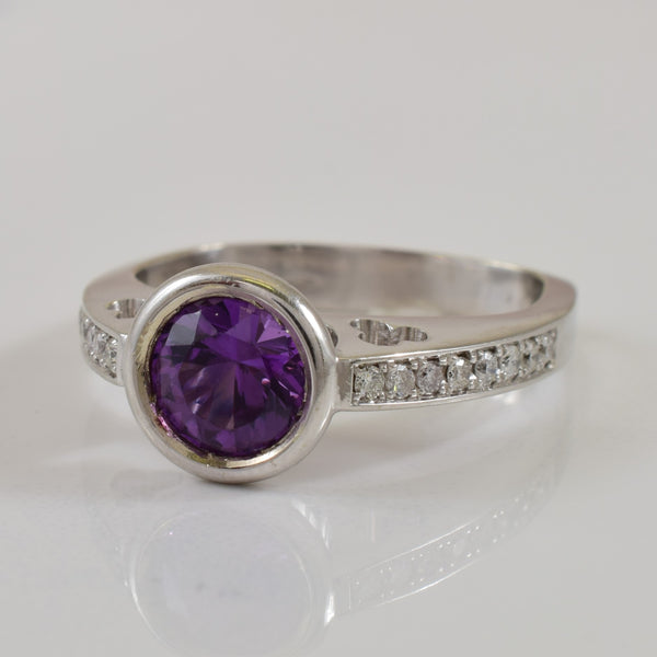 Synthetic Purple Sapphire & Diamond Ring | 1.20ct, 0.16ctw | SZ 6.5 |