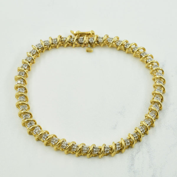 Diamond Tennis 10k Yellow Gold Bracelet | 0.90ctw | 6.75