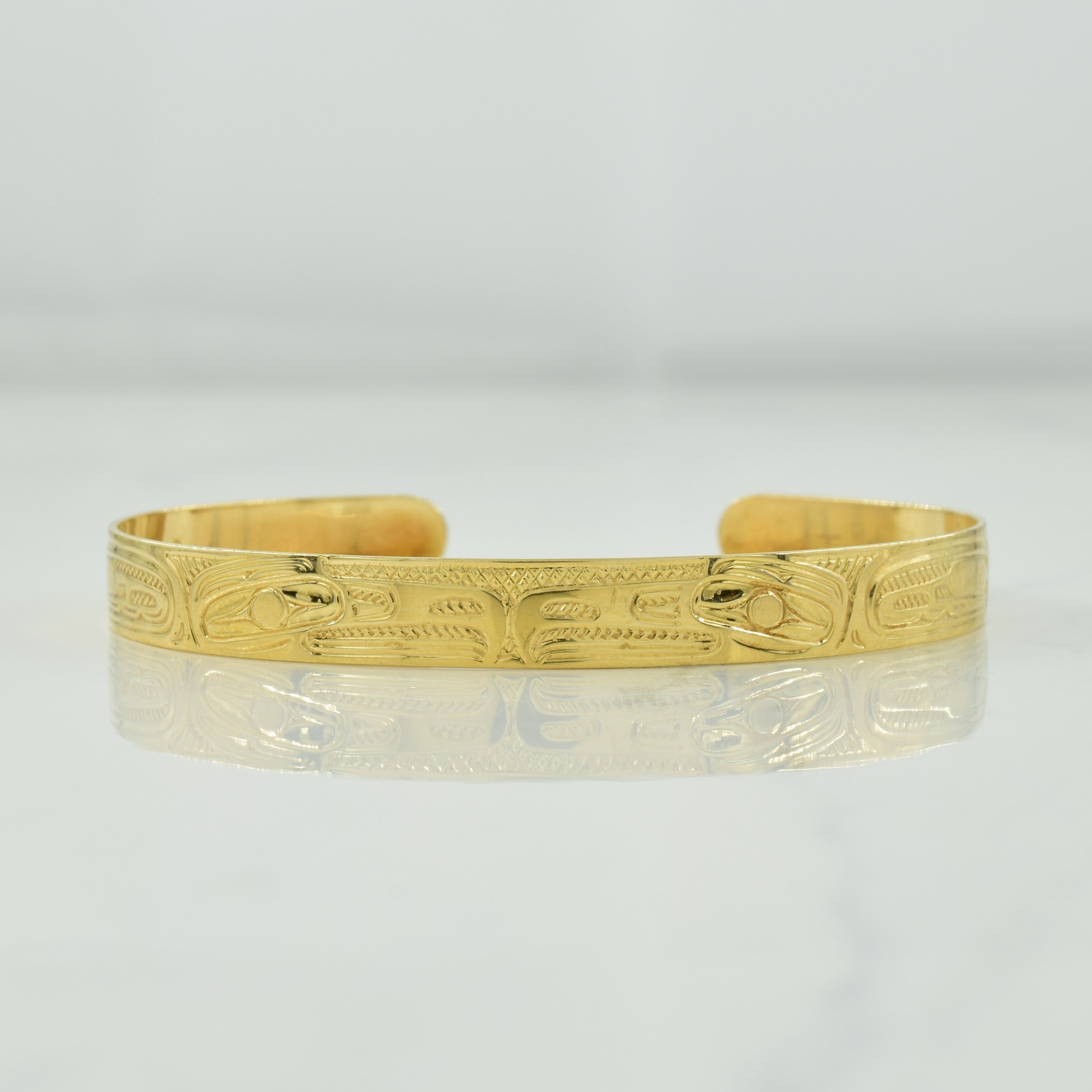 14k Yellow Gold Indigenous Art Bracelet | 6" |