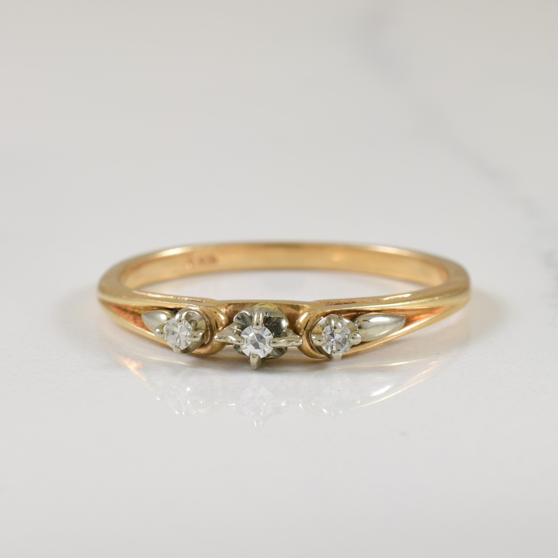 Petite Three Stone Diamond Ring | 0.05ctw | SZ 7.5 |