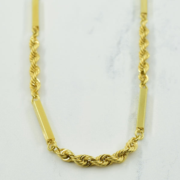 14k Yellow Gold Rope & Bar Chain | 31