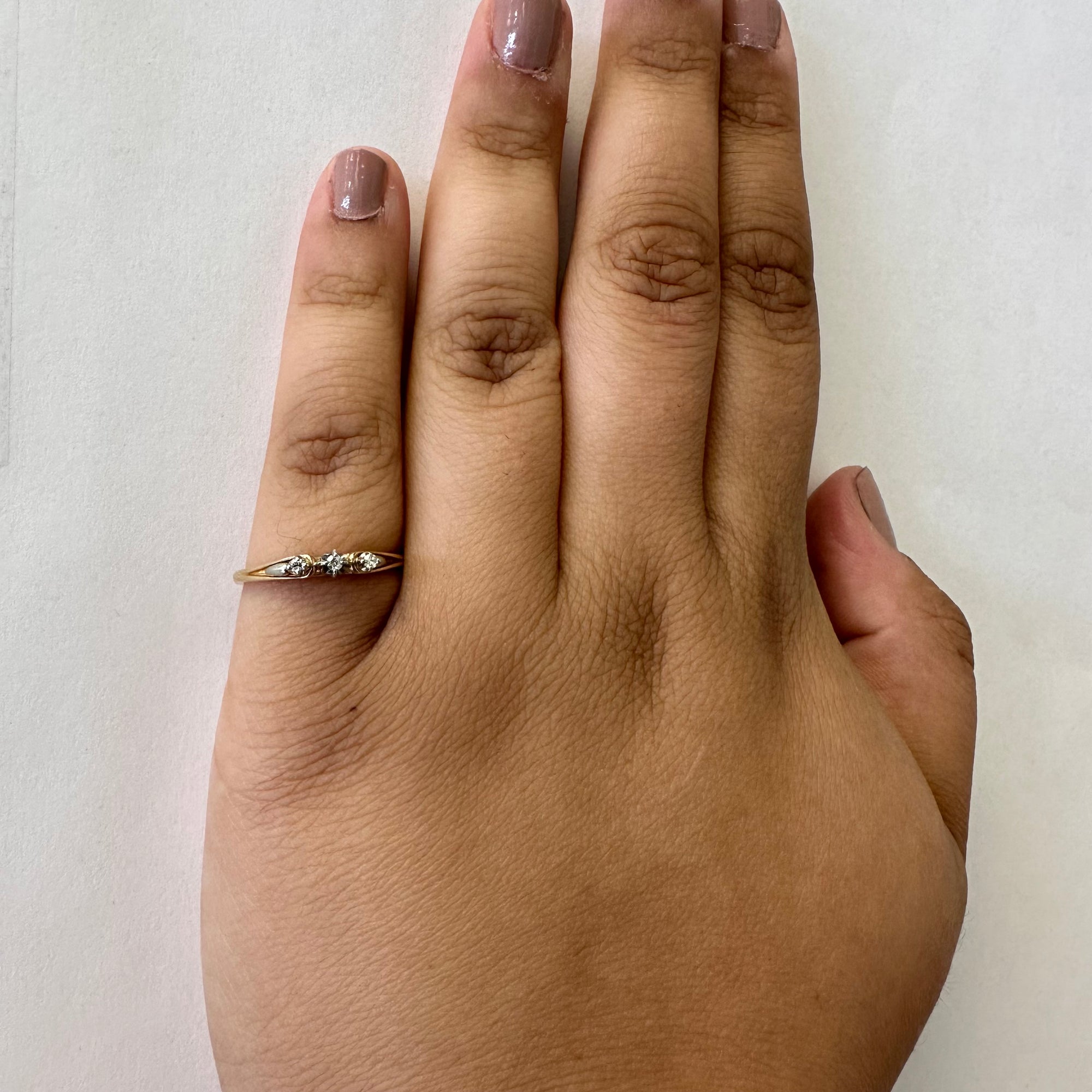 Petite Three Stone Diamond Ring | 0.05ctw | SZ 7.5 |