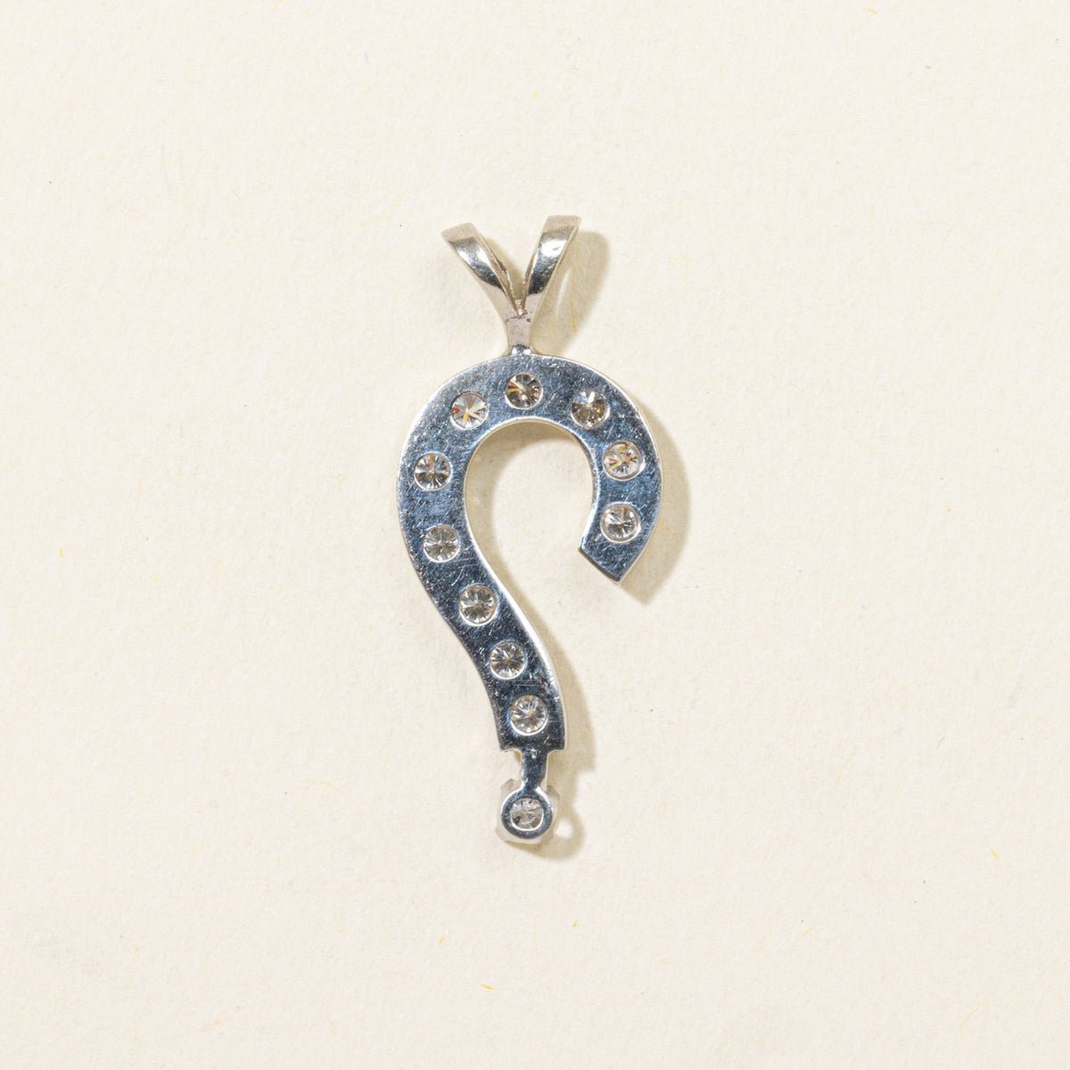 14k Pavé Set Diamond Question Mark Pendant | 0.35ctw