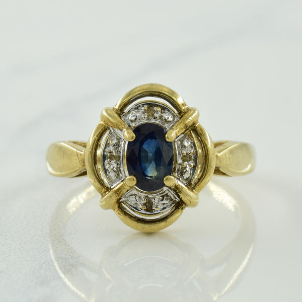 Blue Sapphire & Diamond Halo Ring | 0.50ct, 0.02ctw | SZ 7 |
