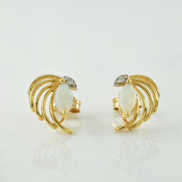 Opal & Diamond Earrings | 0.30ctw, 0.01ctw |