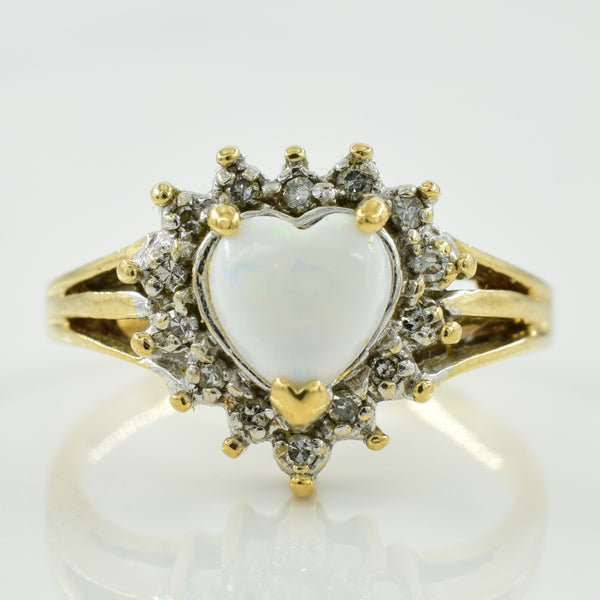 Heart Shaped Opal & Diamond Ring | 0.30ct, 0.10ctw | SZ 6.25 |